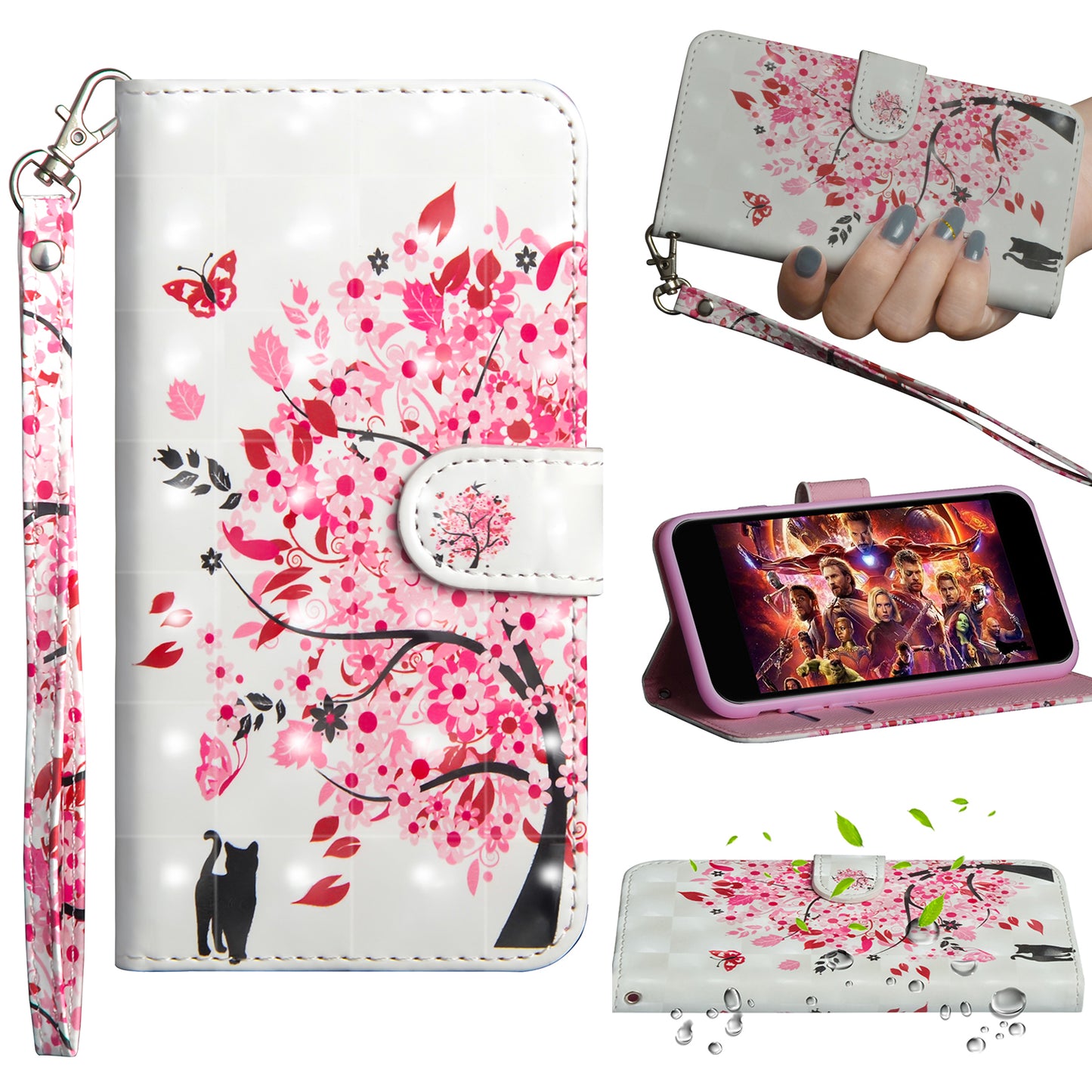 Light Spot Decor Patterned Leather Wallet Phone Casing for Samsung Galaxy A10