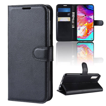 Litchi Skin PU Leather Magnetic Wallet Stand Case for Samsung Galaxy A70