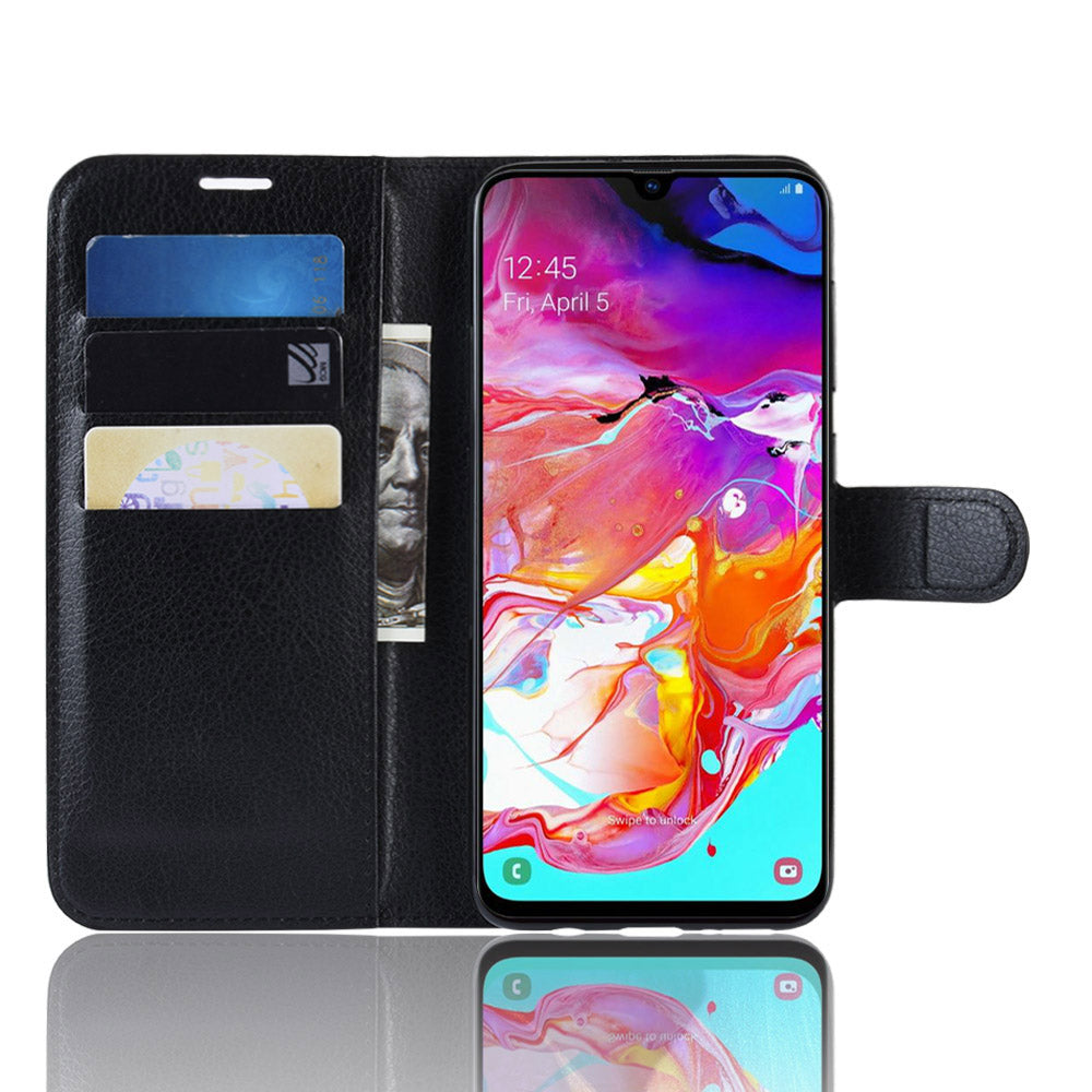 Litchi Skin PU Leather Magnetic Wallet Stand Case for Samsung Galaxy A70