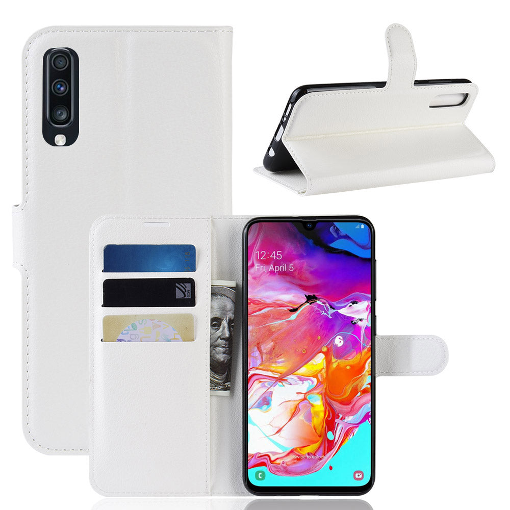 Litchi Skin PU Leather Magnetic Wallet Stand Case for Samsung Galaxy A70