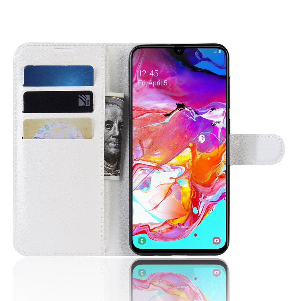 Litchi Skin PU Leather Magnetic Wallet Stand Case for Samsung Galaxy A70