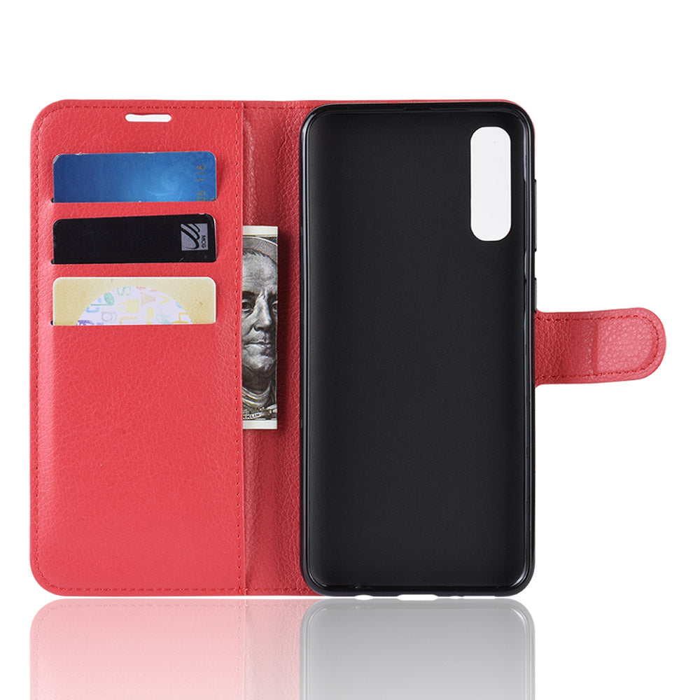 Litchi Skin PU Leather Magnetic Wallet Stand Case for Samsung Galaxy A70