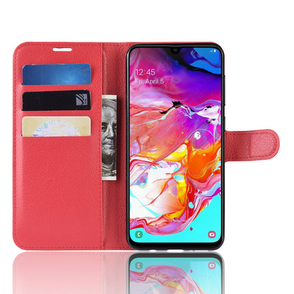 Litchi Skin PU Leather Magnetic Wallet Stand Case for Samsung Galaxy A70