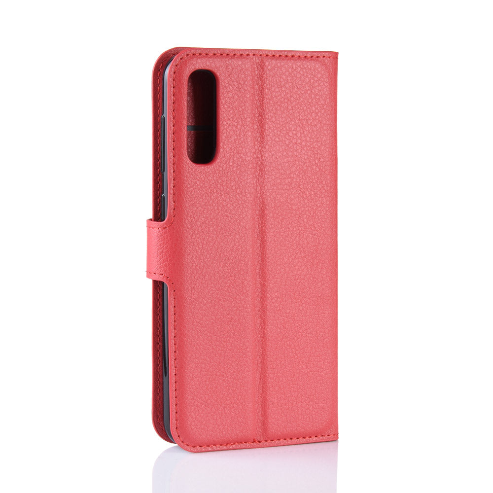 Litchi Skin PU Leather Magnetic Wallet Stand Case for Samsung Galaxy A70