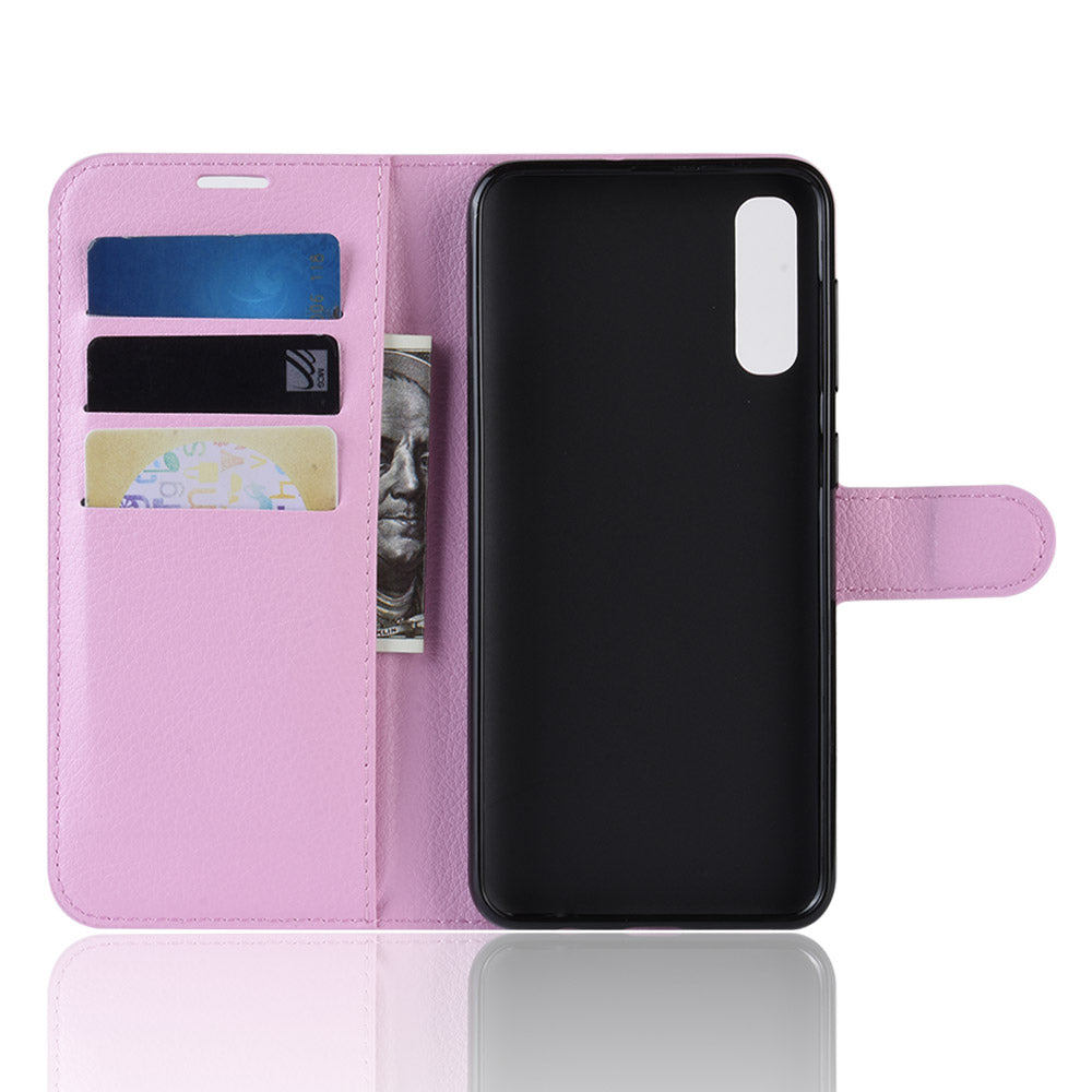 Litchi Skin PU Leather Magnetic Wallet Stand Case for Samsung Galaxy A70