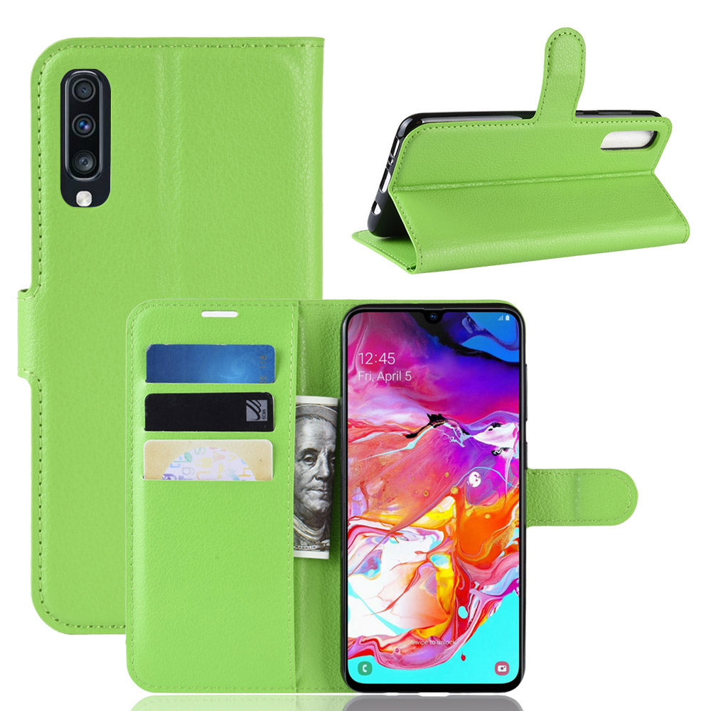 Litchi Skin PU Leather Magnetic Wallet Stand Case for Samsung Galaxy A70