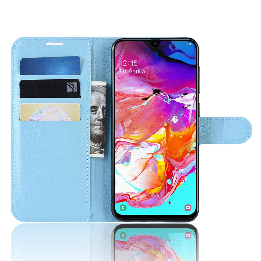 Litchi Skin PU Leather Magnetic Wallet Stand Case for Samsung Galaxy A70