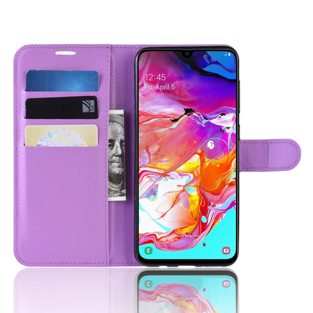Litchi Skin PU Leather Magnetic Wallet Stand Case for Samsung Galaxy A70