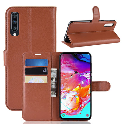 Litchi Skin PU Leather Magnetic Wallet Stand Case for Samsung Galaxy A70