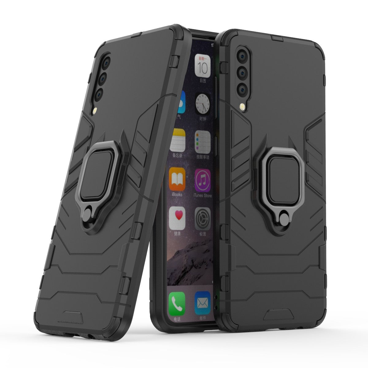 Cool Guard Ring Holder Kickstand PC TPU Hybrid Case for Samsung Galaxy A50 / A50s / A30s