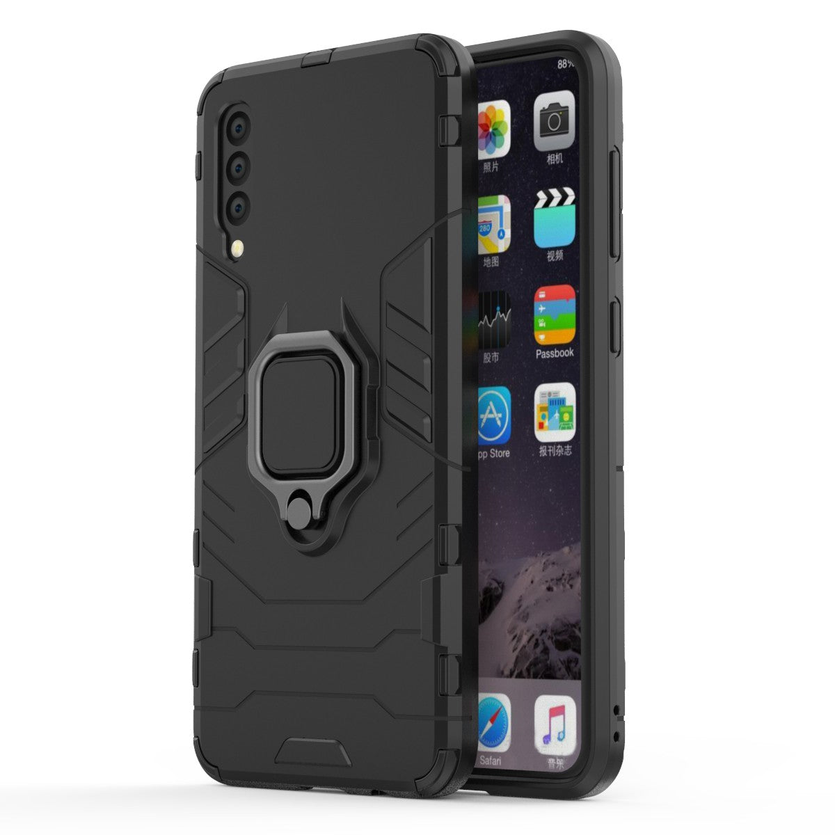 Cool Guard Ring Holder Kickstand PC TPU Hybrid Case for Samsung Galaxy A50 / A50s / A30s