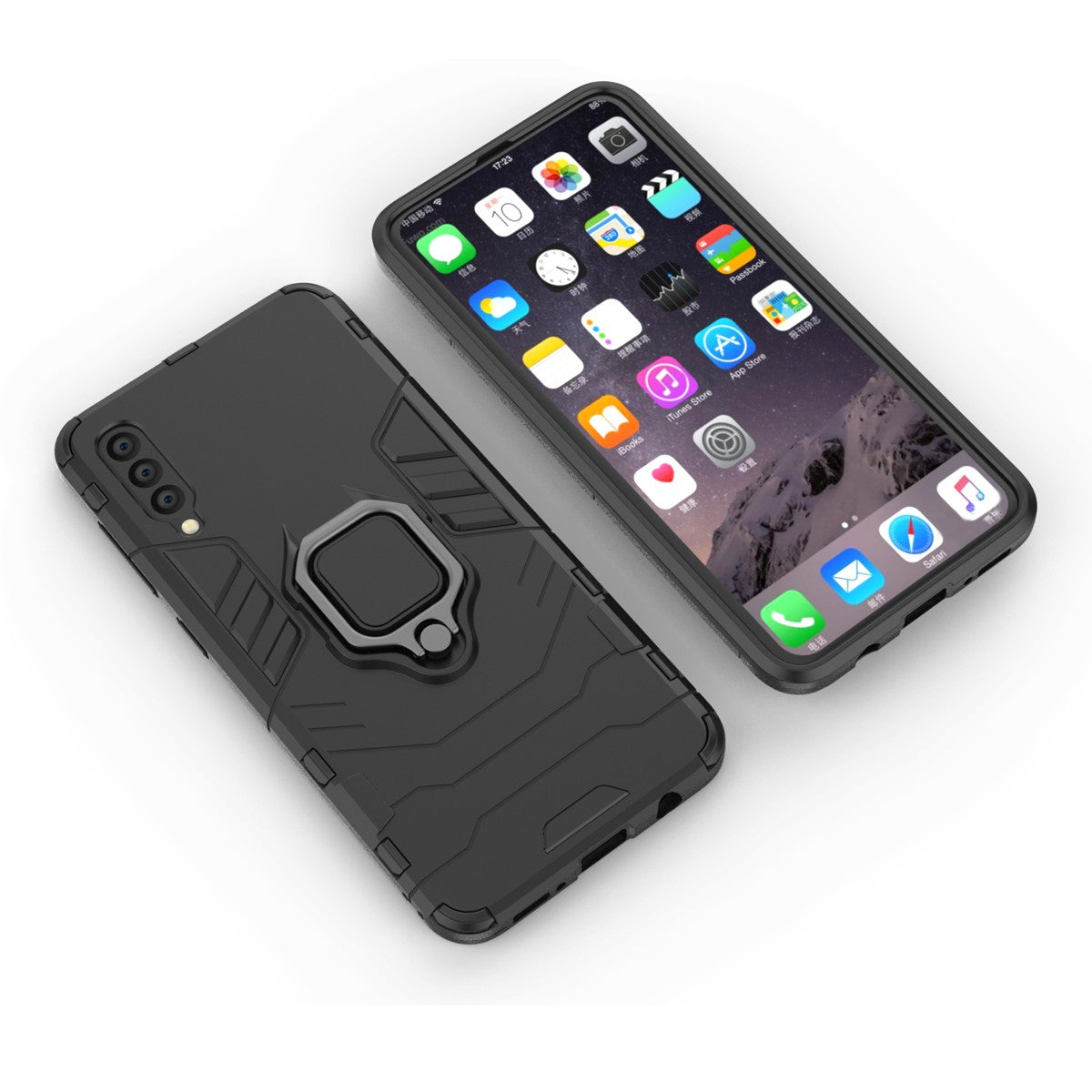 Cool Guard Ring Holder Kickstand PC TPU Hybrid Case for Samsung Galaxy A50 / A50s / A30s