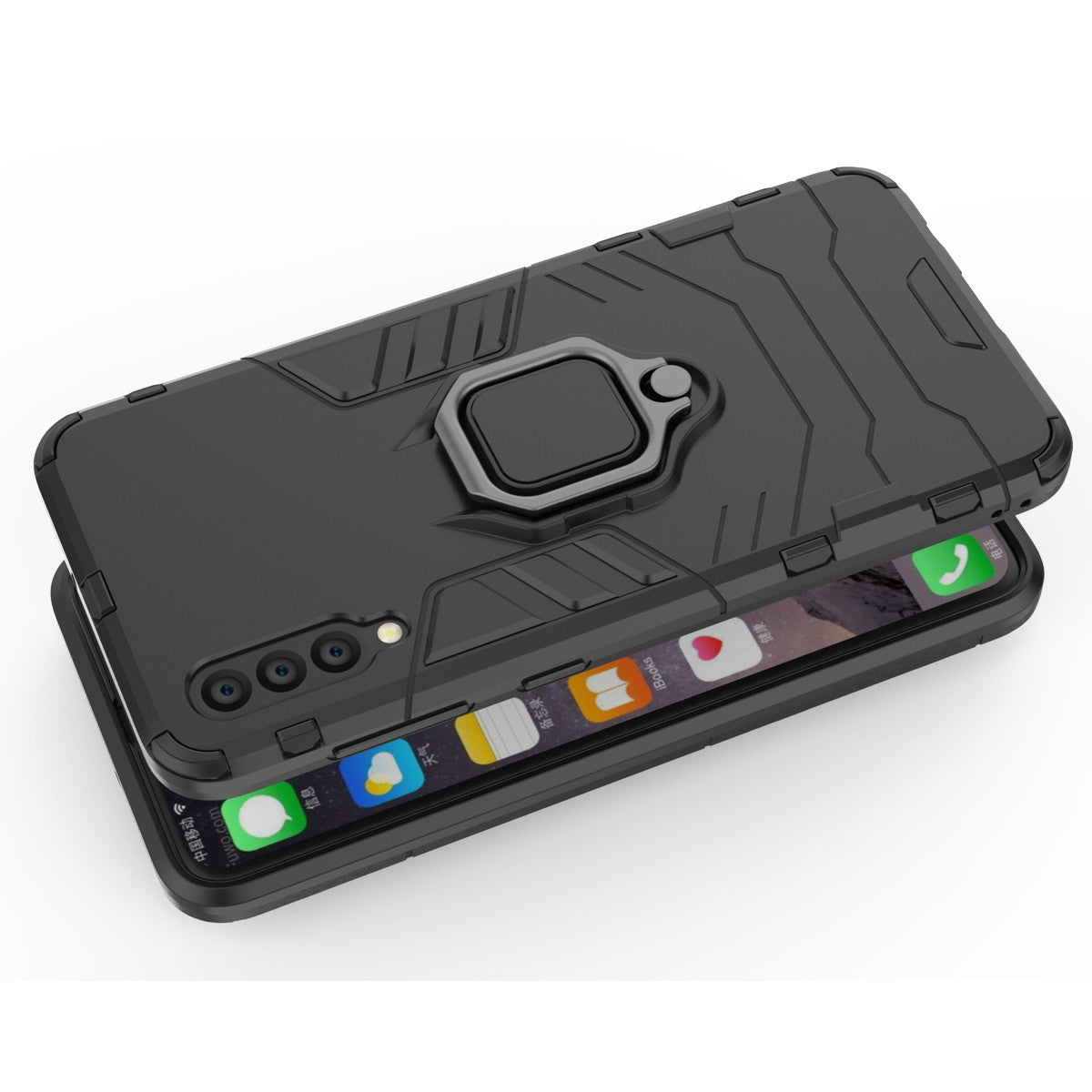 Cool Guard Ring Holder Kickstand PC TPU Hybrid Case for Samsung Galaxy A50 / A50s / A30s