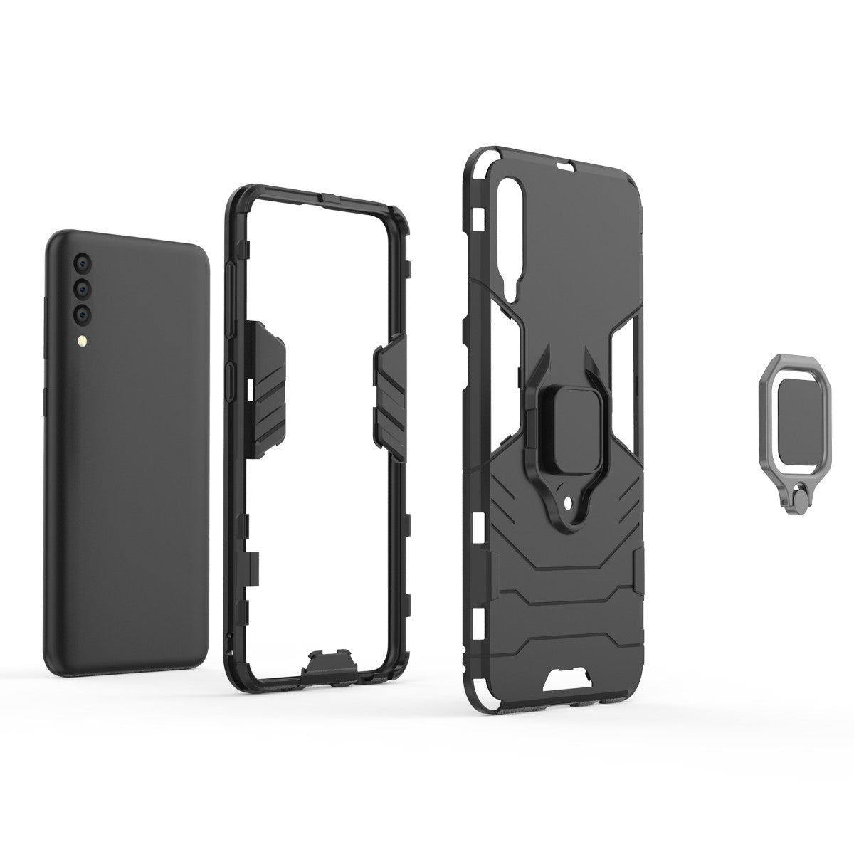 Cool Guard Ring Holder Kickstand PC TPU Hybrid Case for Samsung Galaxy A50 / A50s / A30s