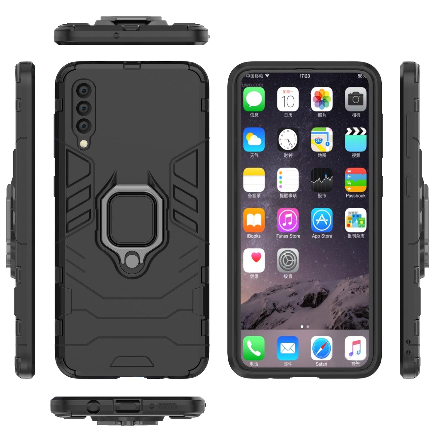 Cool Guard Ring Holder Kickstand PC TPU Hybrid Case for Samsung Galaxy A50 / A50s / A30s