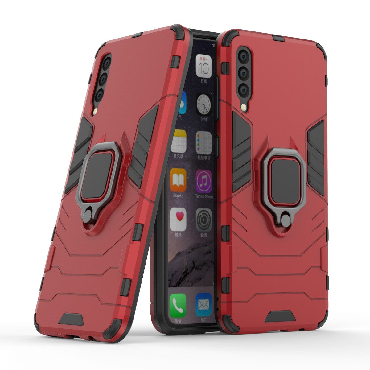 Cool Guard Ring Holder Kickstand PC TPU Hybrid Case for Samsung Galaxy A50 / A50s / A30s