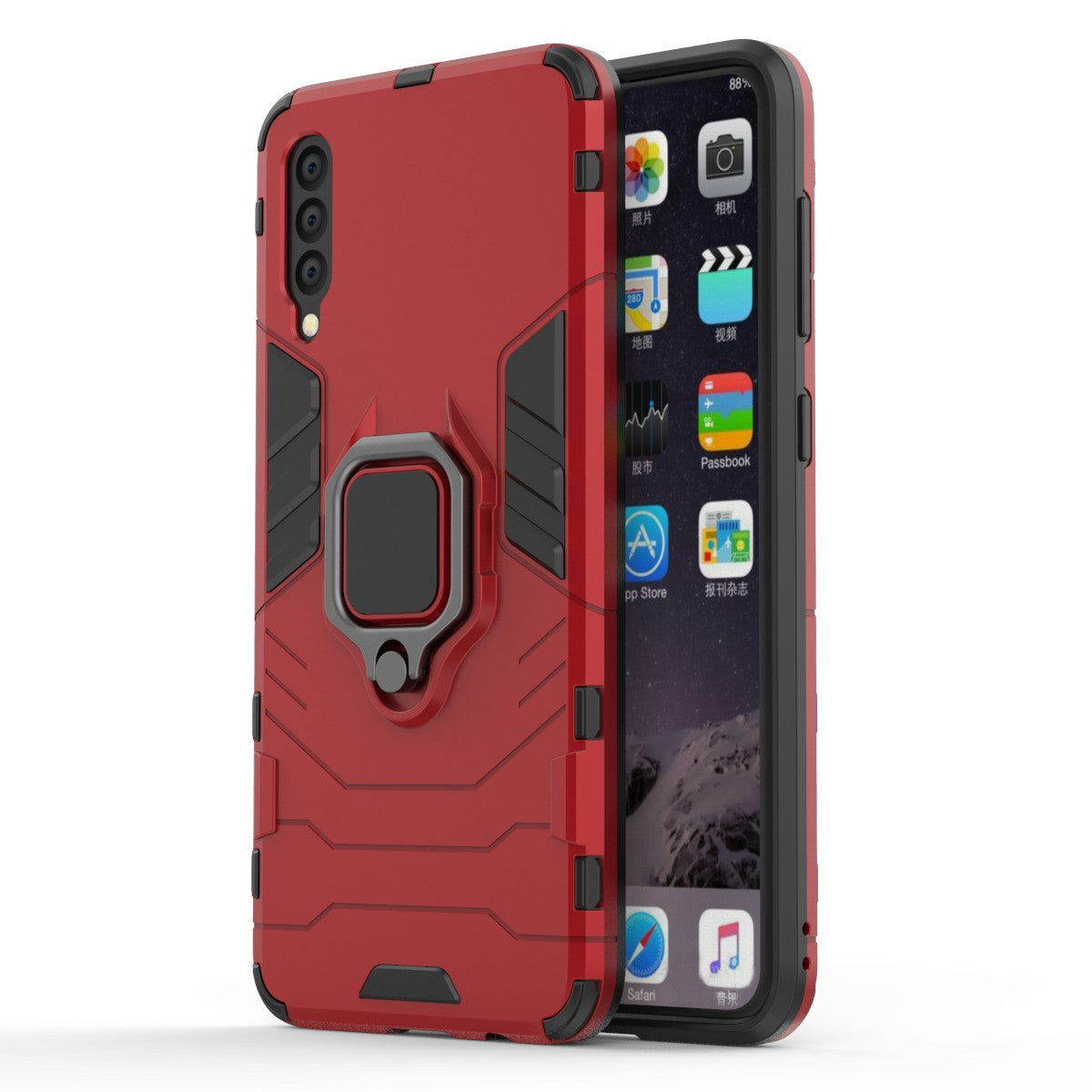 Cool Guard Ring Holder Kickstand PC TPU Hybrid Case for Samsung Galaxy A50 / A50s / A30s