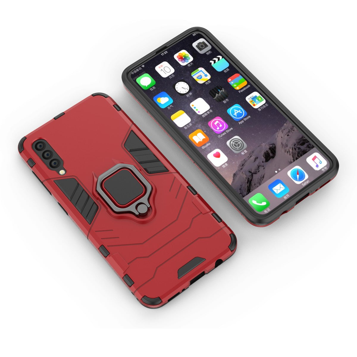 Cool Guard Ring Holder Kickstand PC TPU Hybrid Case for Samsung Galaxy A50 / A50s / A30s