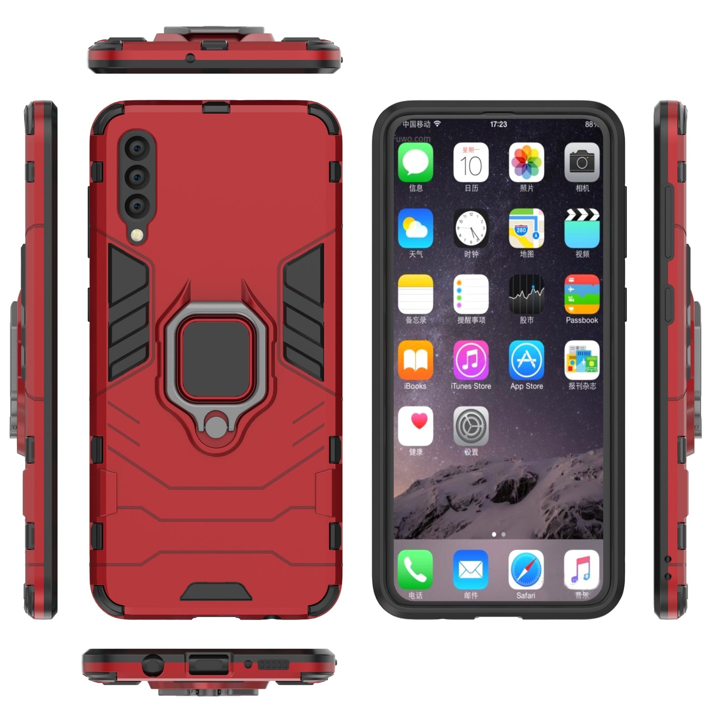 Cool Guard Ring Holder Kickstand PC TPU Hybrid Case for Samsung Galaxy A50 / A50s / A30s
