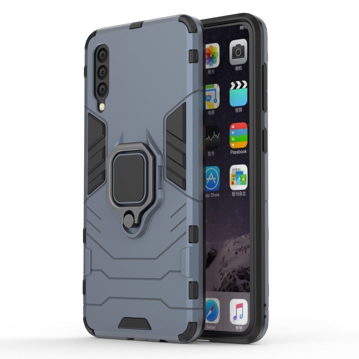 Cool Guard Ring Holder Kickstand PC TPU Hybrid Case for Samsung Galaxy A50 / A50s / A30s