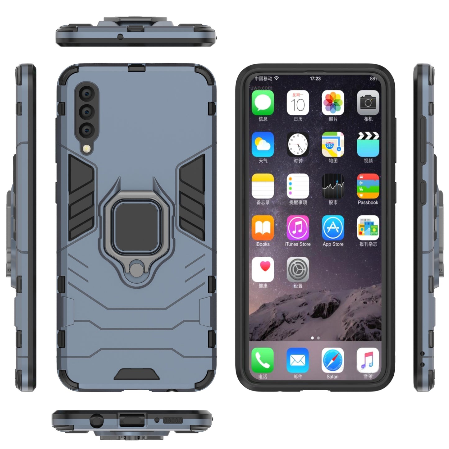 Cool Guard Ring Holder Kickstand PC TPU Hybrid Case for Samsung Galaxy A50 / A50s / A30s