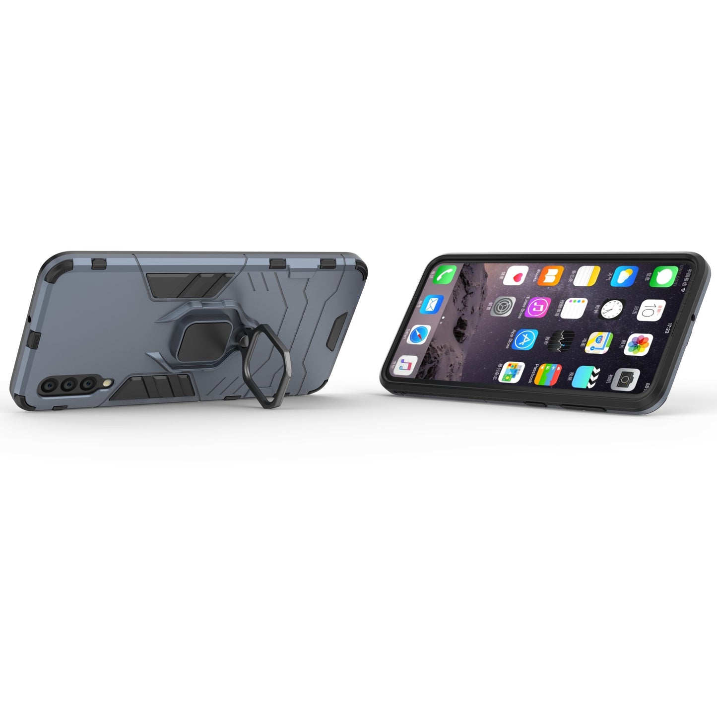 Cool Guard Ring Holder Kickstand PC TPU Hybrid Case for Samsung Galaxy A50 / A50s / A30s