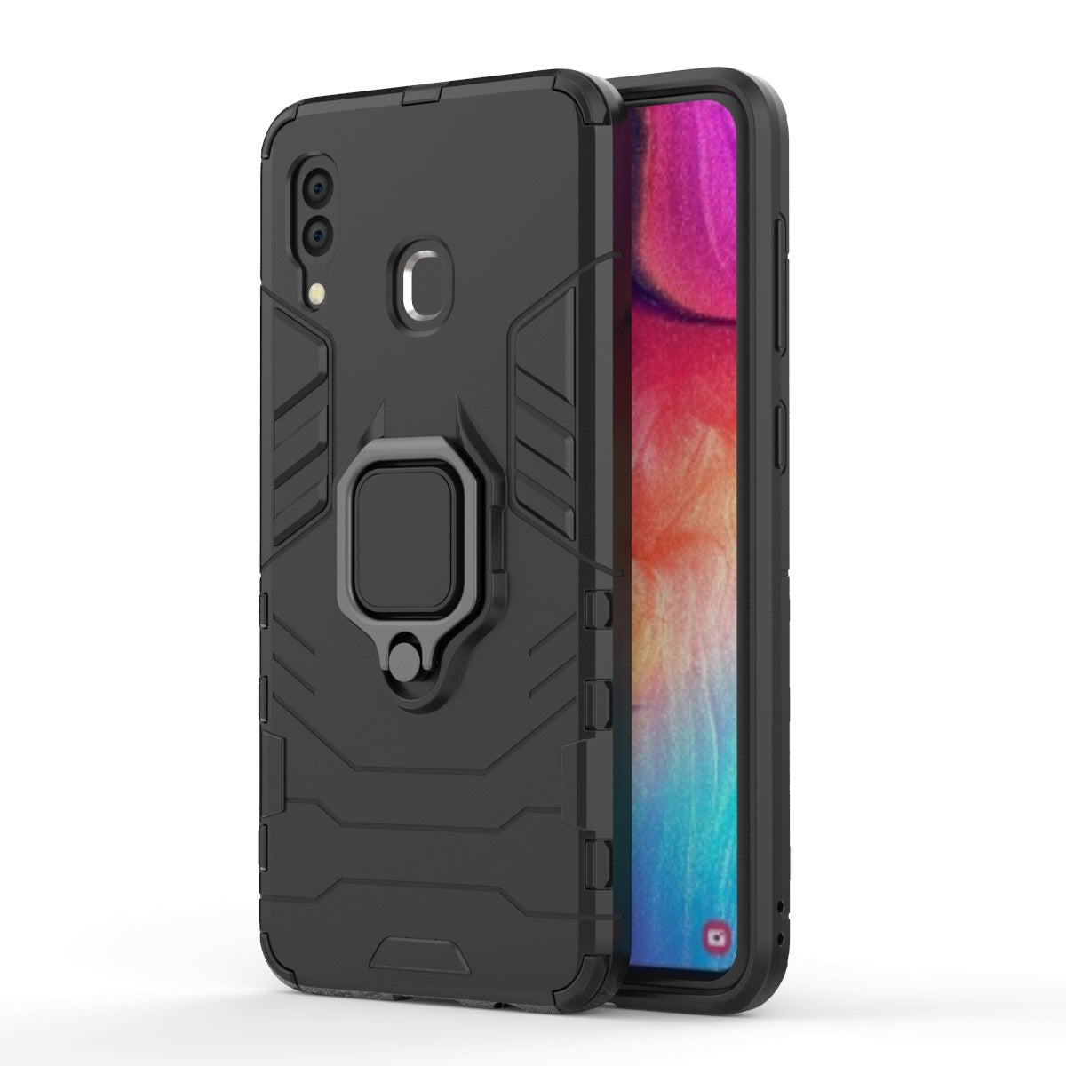 Cool Guard Ring Holder Kickstand PC TPU Hybrid Case for Samsung Galaxy A30 / A20