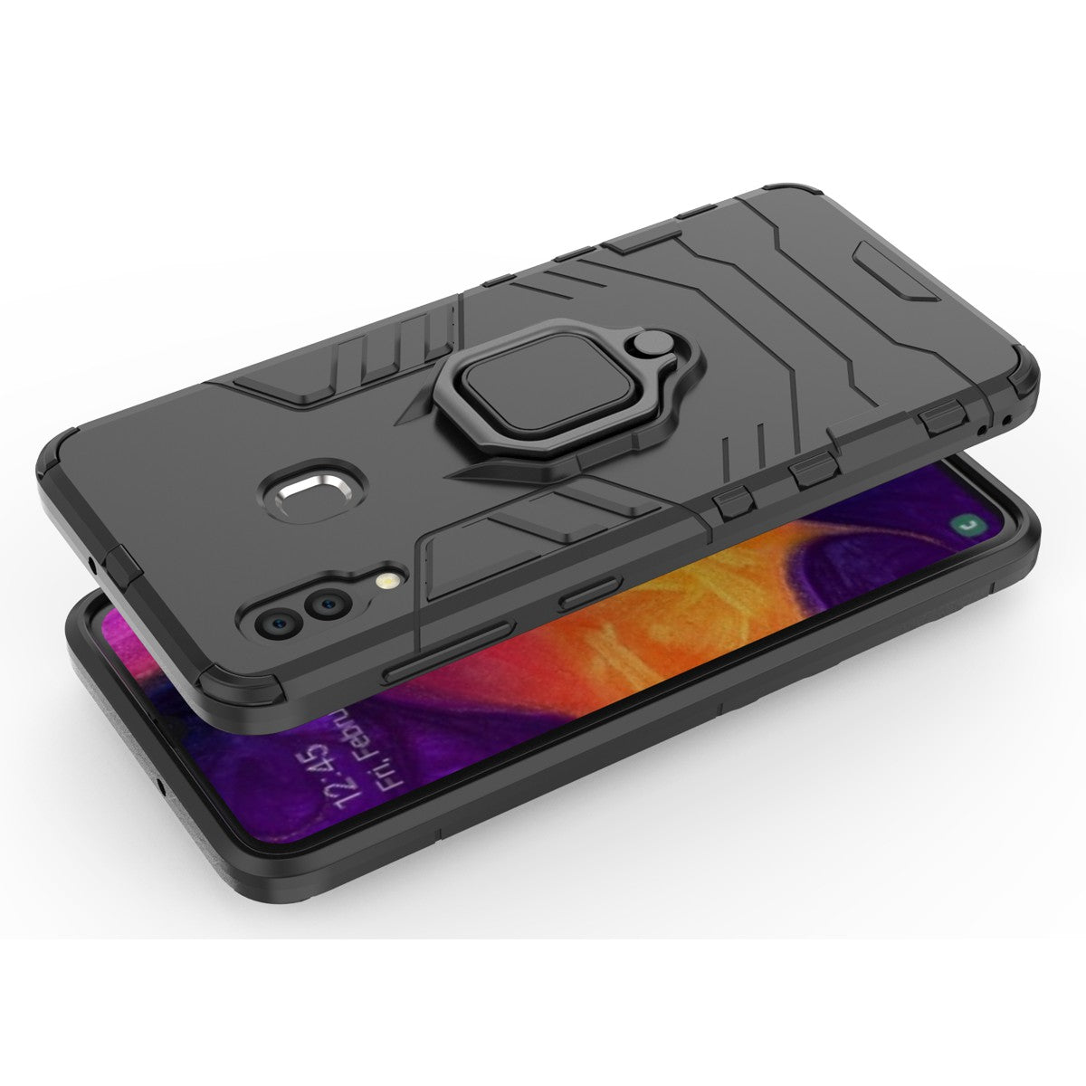 Cool Guard Ring Holder Kickstand PC TPU Hybrid Case for Samsung Galaxy A30 / A20