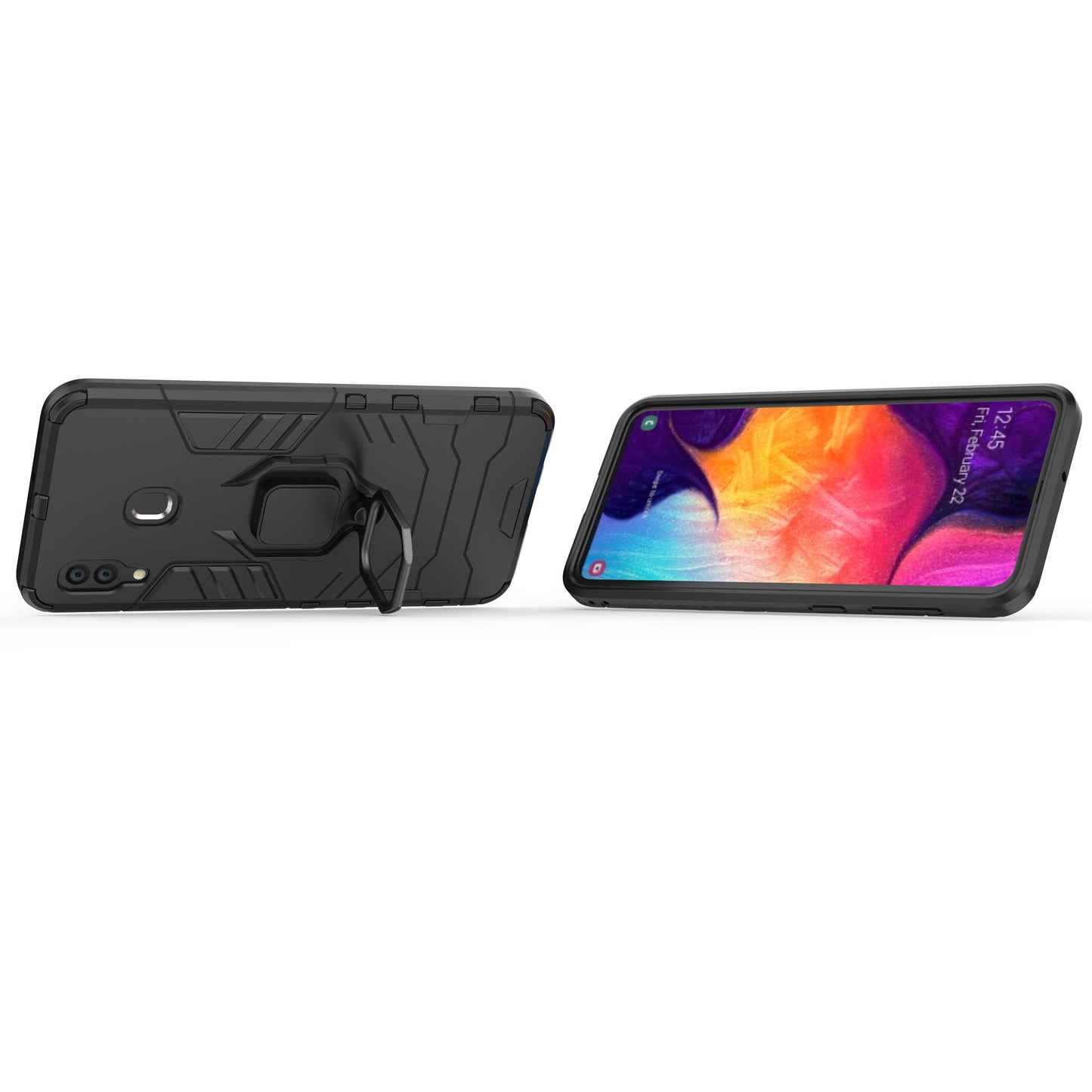 Cool Guard Ring Holder Kickstand PC TPU Hybrid Case for Samsung Galaxy A30 / A20
