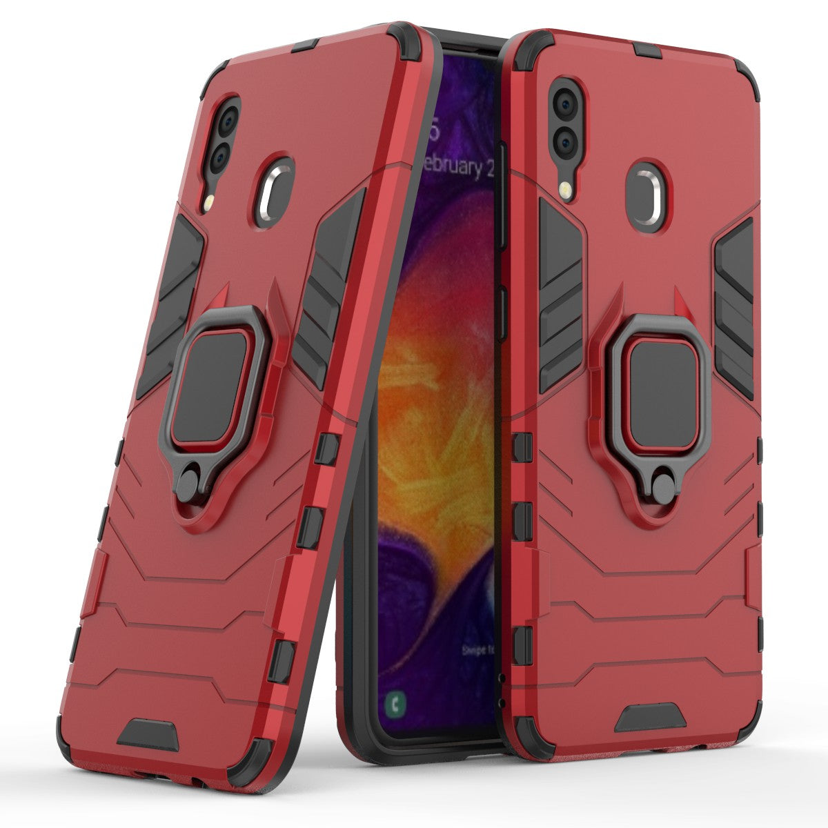 Cool Guard Ring Holder Kickstand PC TPU Hybrid Case for Samsung Galaxy A30 / A20