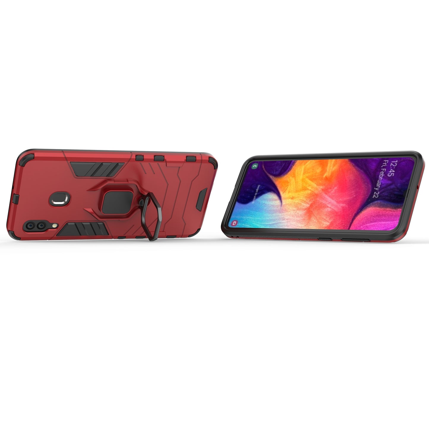 Cool Guard Ring Holder Kickstand PC TPU Hybrid Case for Samsung Galaxy A30 / A20