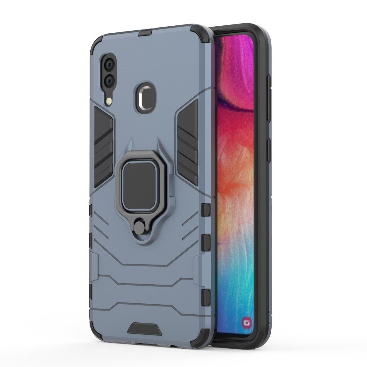 Cool Guard Ring Holder Kickstand PC TPU Hybrid Case for Samsung Galaxy A30 / A20