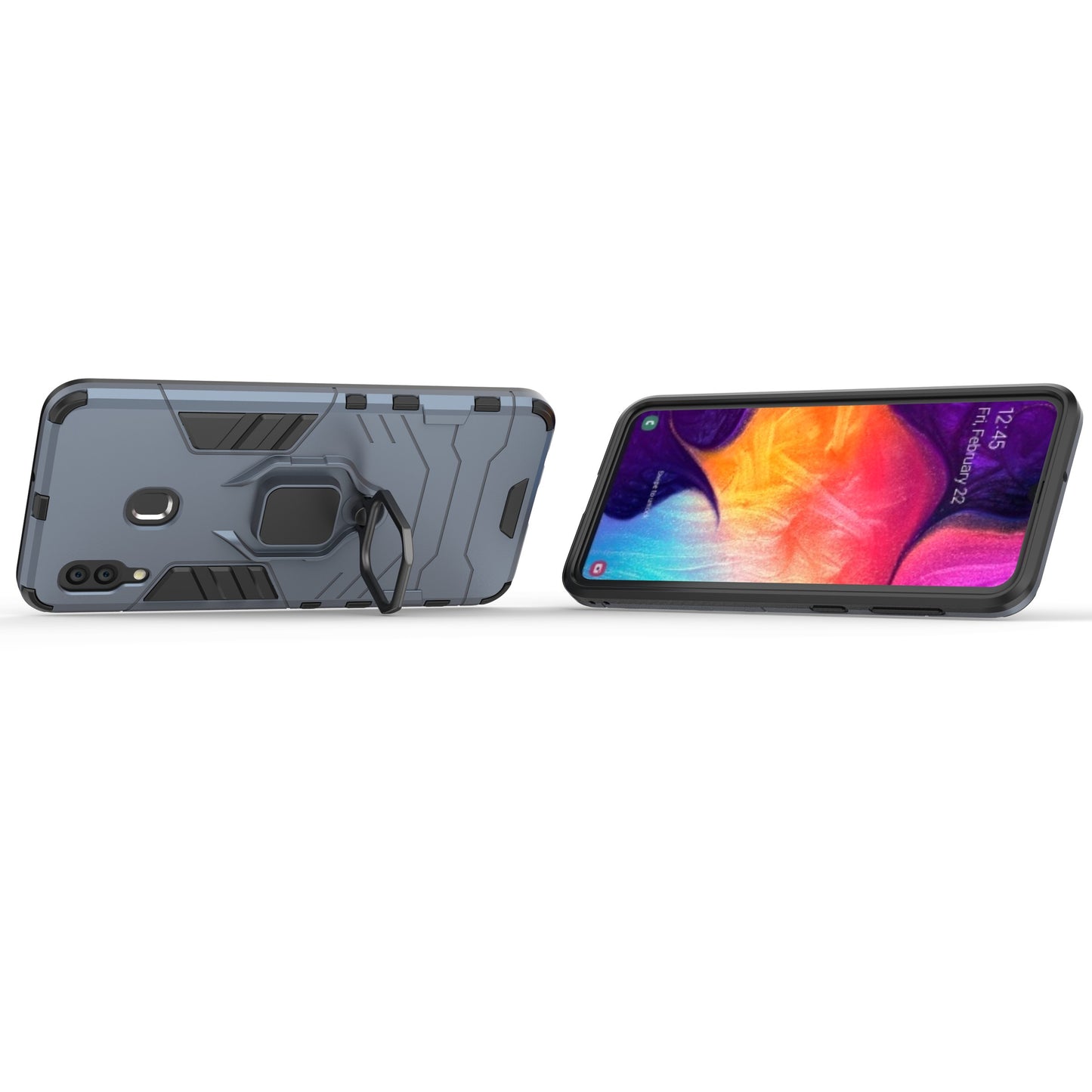 Cool Guard Ring Holder Kickstand PC TPU Hybrid Case for Samsung Galaxy A30 / A20