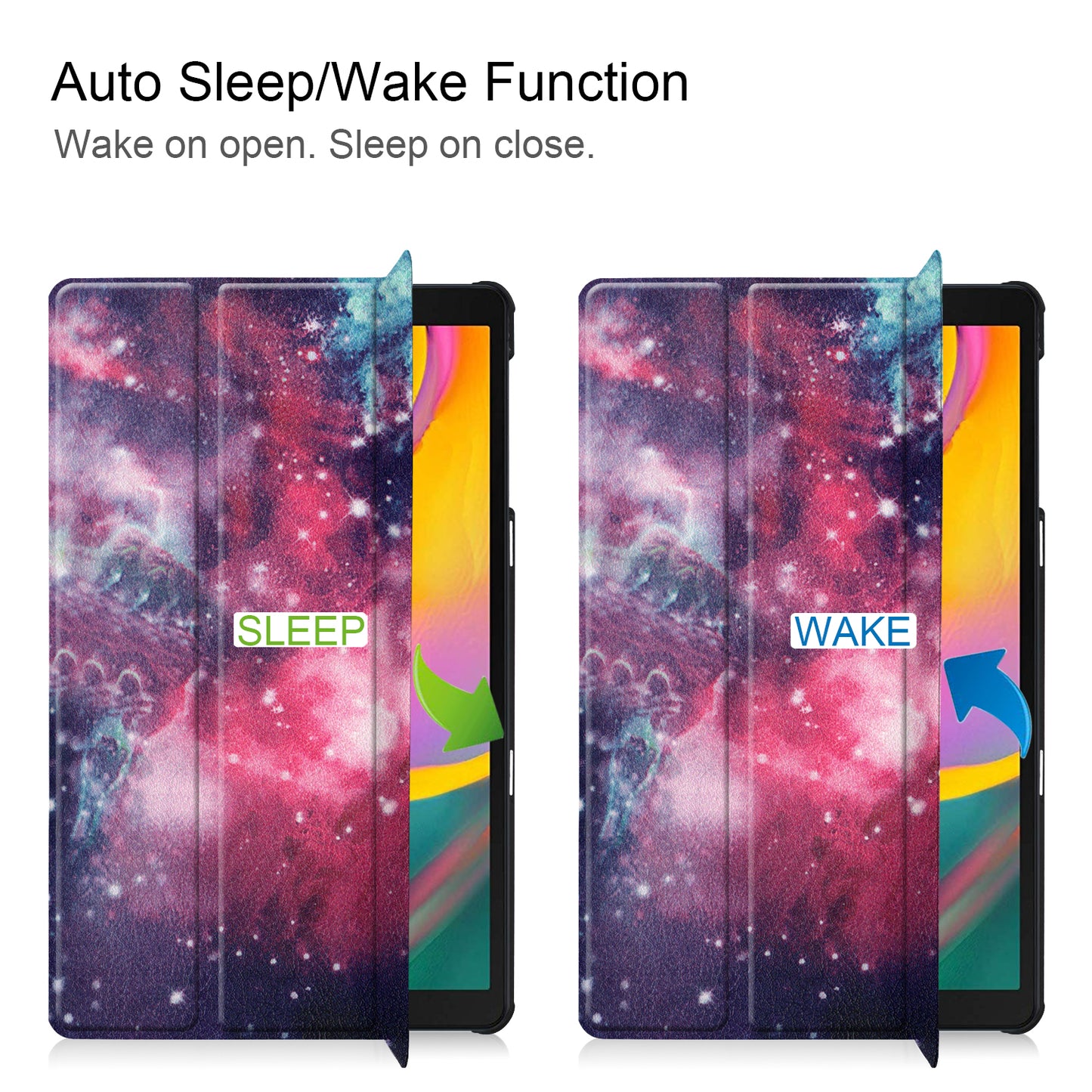 Pattern Printing Wear-resistant PU Leather Tri-fold Stand Auto Wake/Sleep Case for Samsung Galaxy Tab A 10.1 (2019) SM-T510 (Wi-Fi)/SM-T515 (LTE)