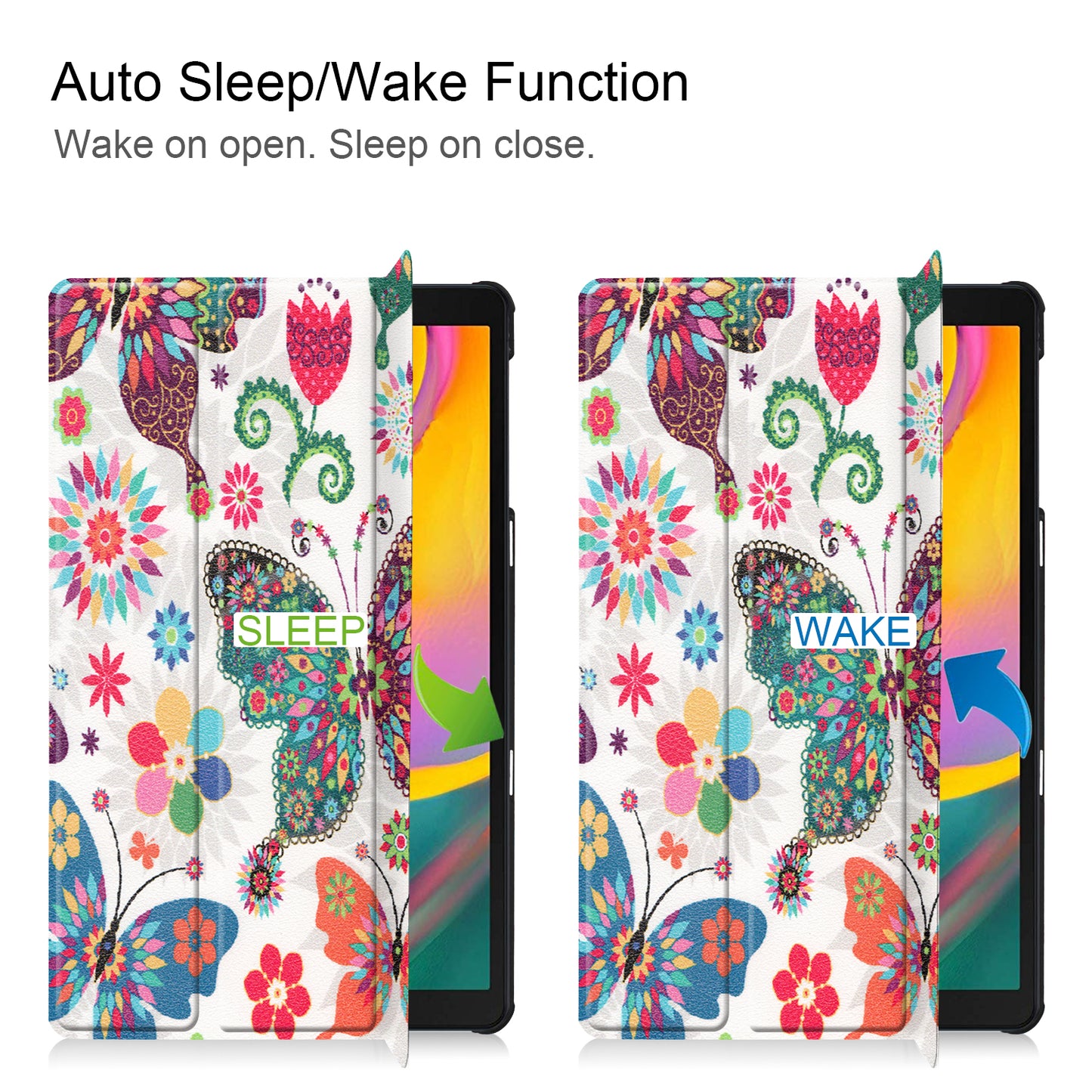 Pattern Printing Wear-resistant PU Leather Tri-fold Stand Auto Wake/Sleep Case for Samsung Galaxy Tab A 10.1 (2019) SM-T510 (Wi-Fi)/SM-T515 (LTE)