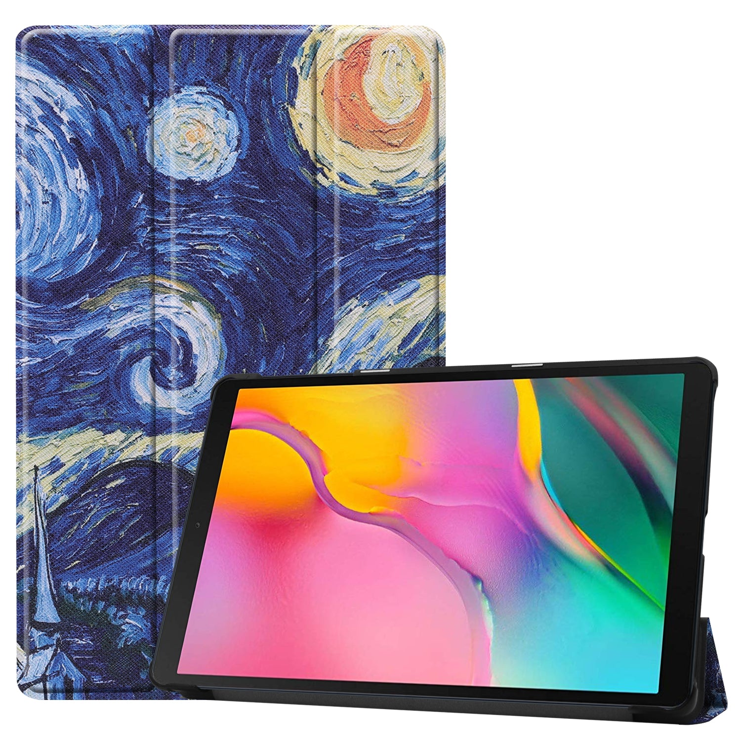 Pattern Printing Wear-resistant PU Leather Tri-fold Stand Auto Wake/Sleep Case for Samsung Galaxy Tab A 10.1 (2019) SM-T510 (Wi-Fi)/SM-T515 (LTE)