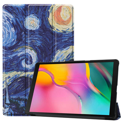 Pattern Printing Wear-resistant PU Leather Tri-fold Stand Auto Wake/Sleep Case for Samsung Galaxy Tab A 10.1 (2019) SM-T510 (Wi-Fi)/SM-T515 (LTE)