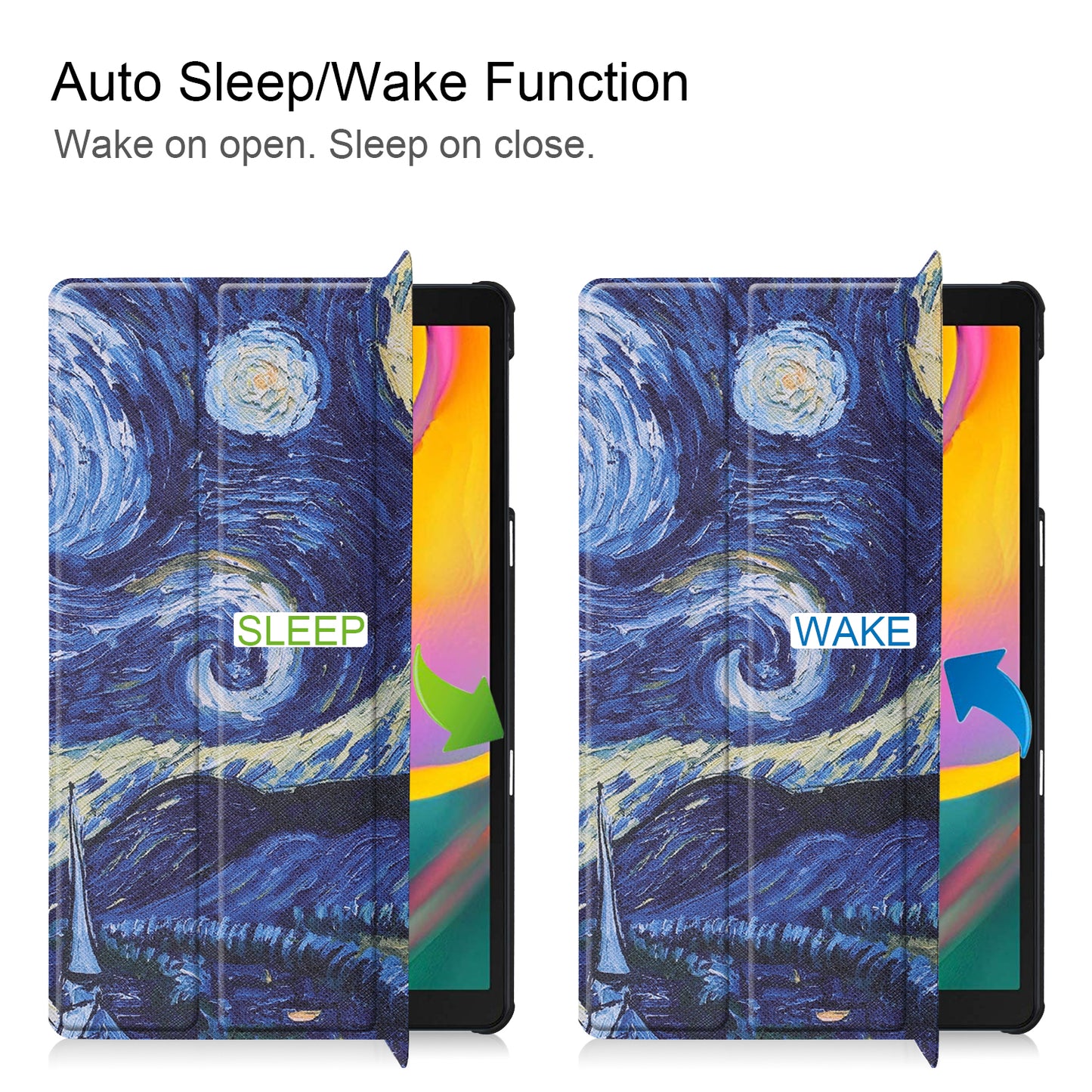 Pattern Printing Wear-resistant PU Leather Tri-fold Stand Auto Wake/Sleep Case for Samsung Galaxy Tab A 10.1 (2019) SM-T510 (Wi-Fi)/SM-T515 (LTE)