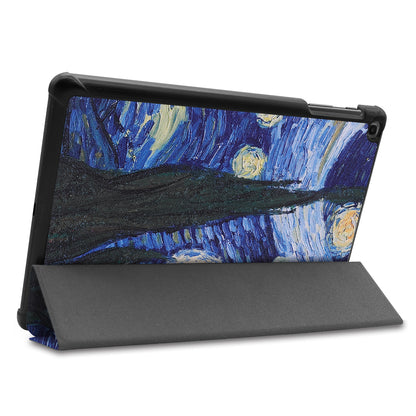 Pattern Printing Wear-resistant PU Leather Tri-fold Stand Auto Wake/Sleep Case for Samsung Galaxy Tab A 10.1 (2019) SM-T510 (Wi-Fi)/SM-T515 (LTE)