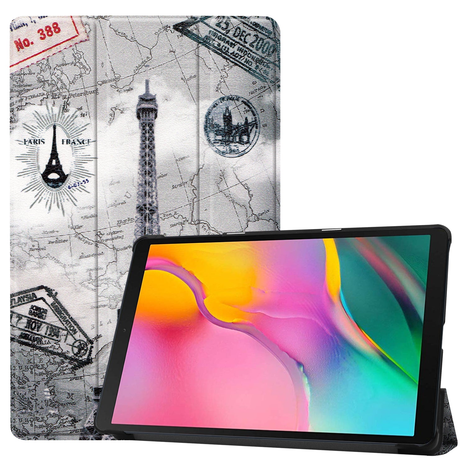 Pattern Printing Wear-resistant PU Leather Tri-fold Stand Auto Wake/Sleep Case for Samsung Galaxy Tab A 10.1 (2019) SM-T510 (Wi-Fi)/SM-T515 (LTE)