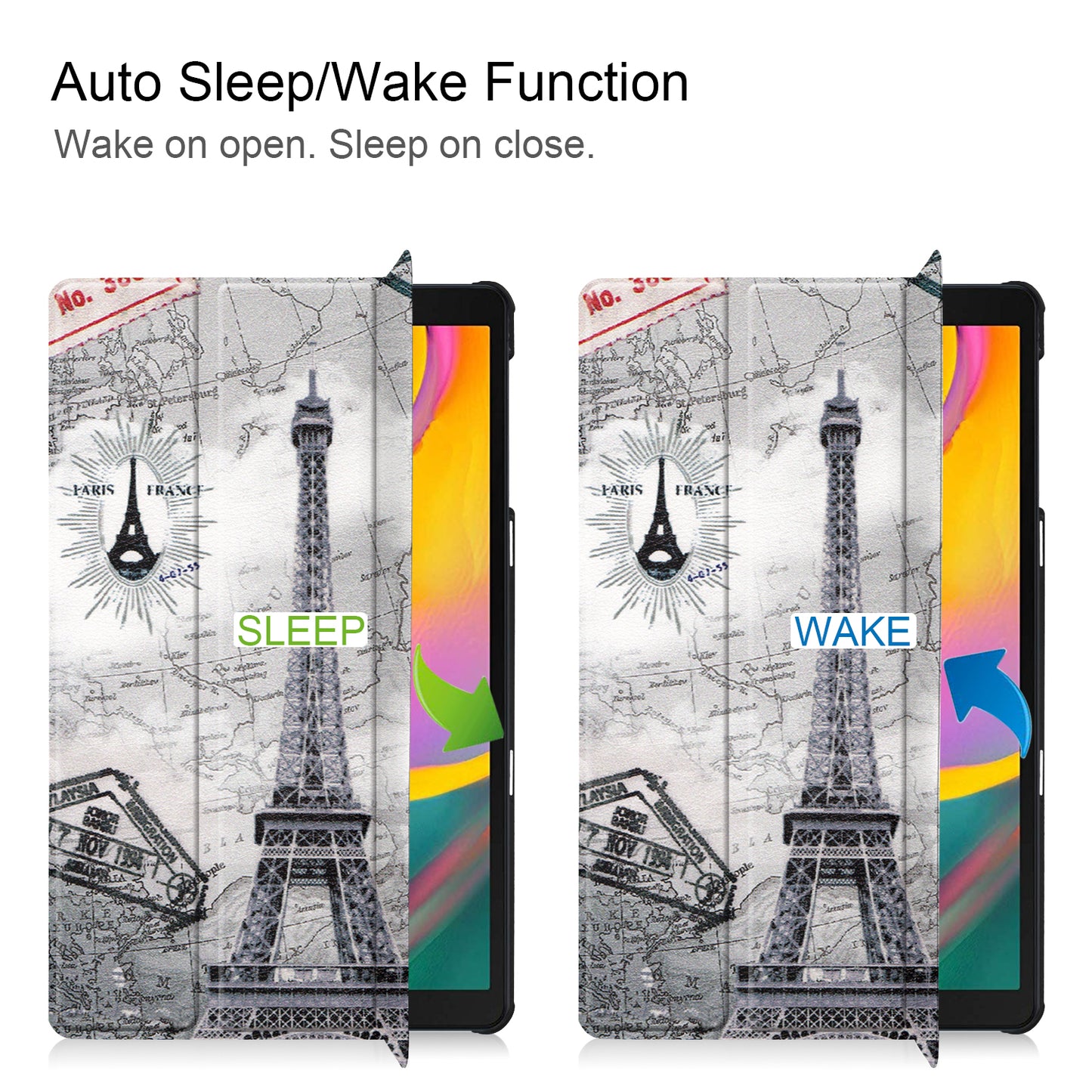 Pattern Printing Wear-resistant PU Leather Tri-fold Stand Auto Wake/Sleep Case for Samsung Galaxy Tab A 10.1 (2019) SM-T510 (Wi-Fi)/SM-T515 (LTE)