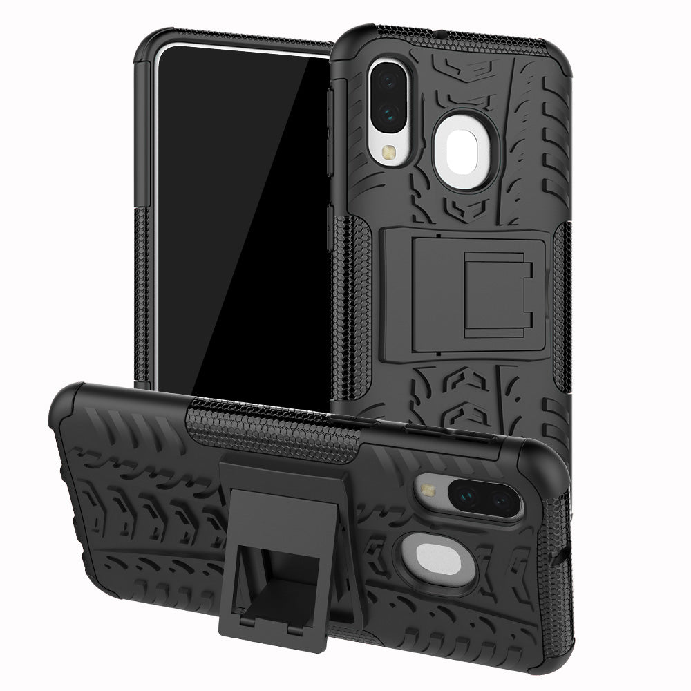 For Samsung Galaxy A40 Cool Tyre PC + TPU Hybrid Case with Kickstand