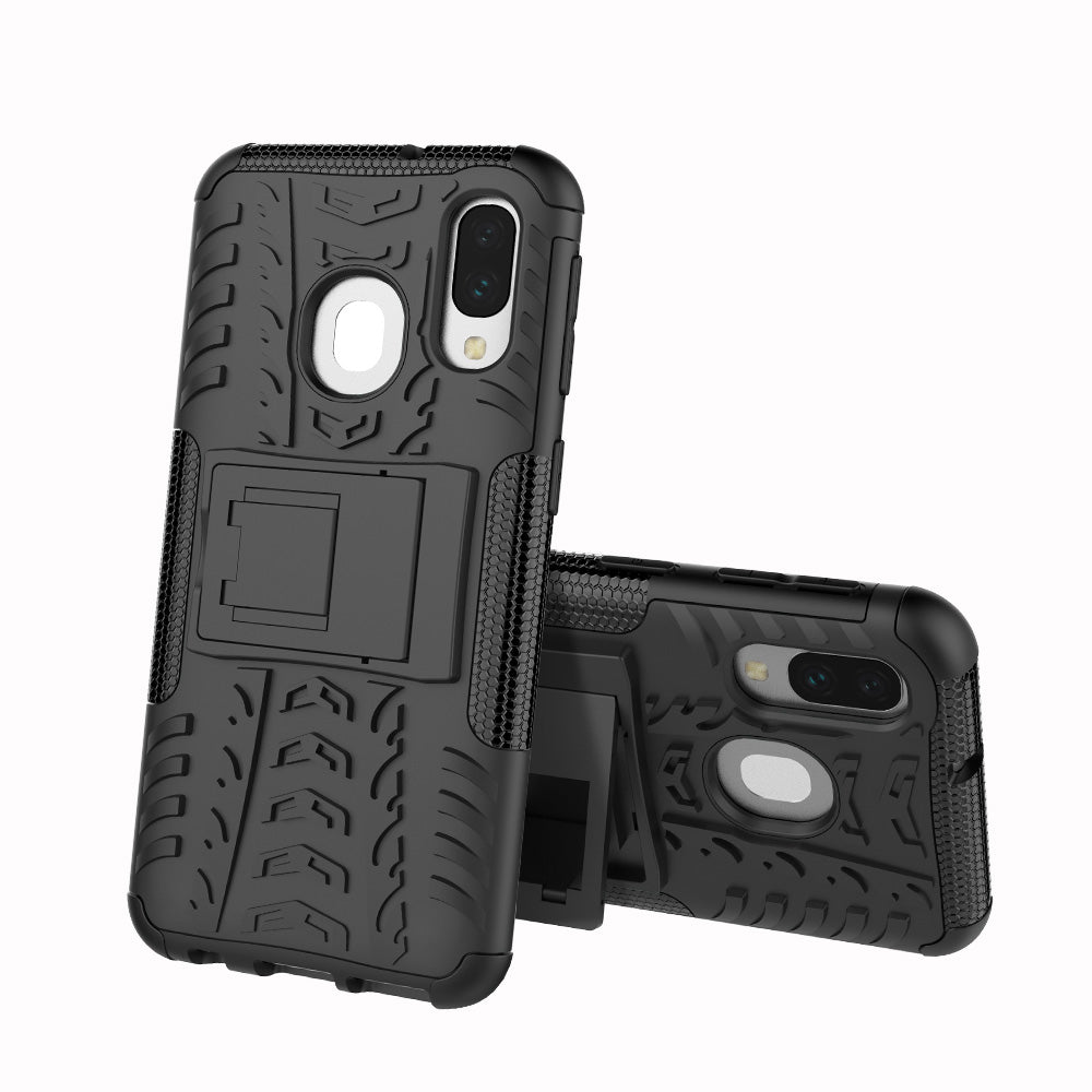 For Samsung Galaxy A40 Cool Tyre PC + TPU Hybrid Case with Kickstand