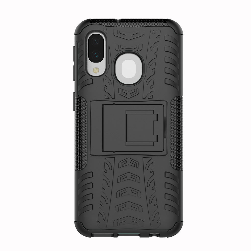 For Samsung Galaxy A40 Cool Tyre PC + TPU Hybrid Case with Kickstand