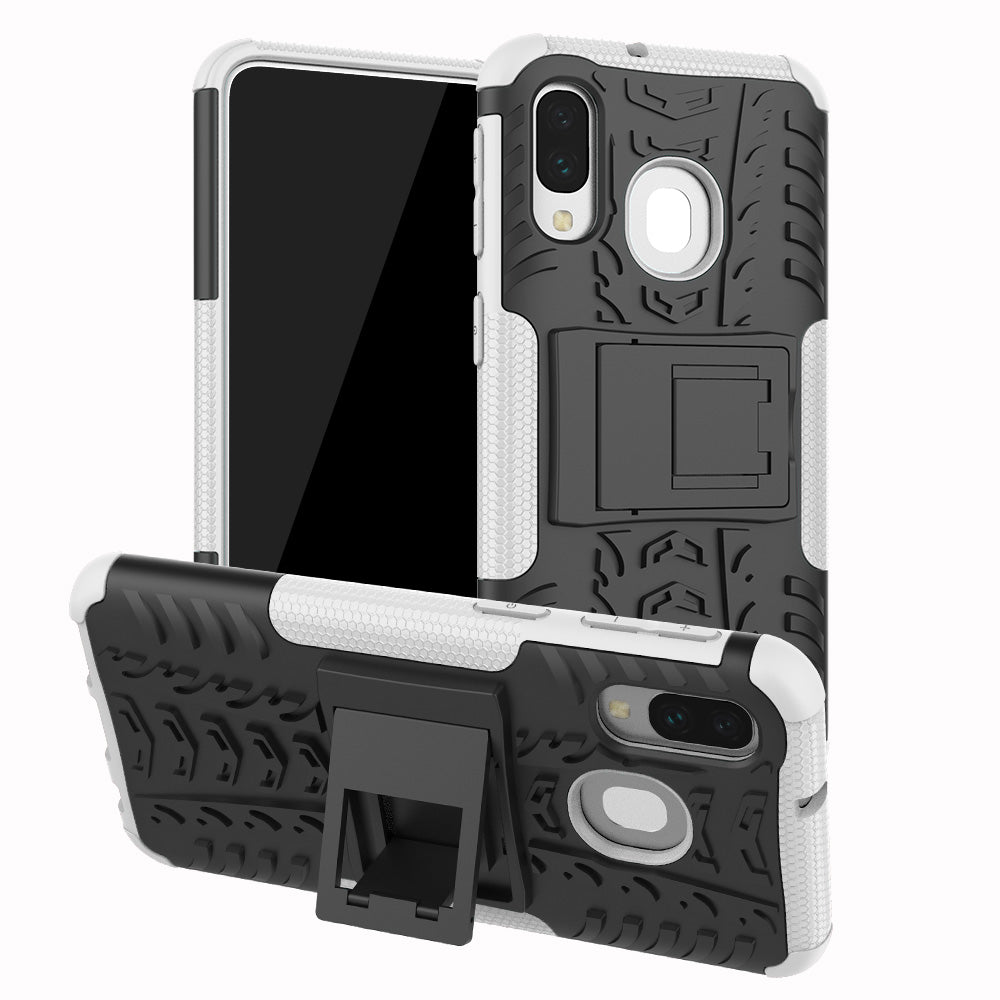 For Samsung Galaxy A40 Cool Tyre PC + TPU Hybrid Case with Kickstand