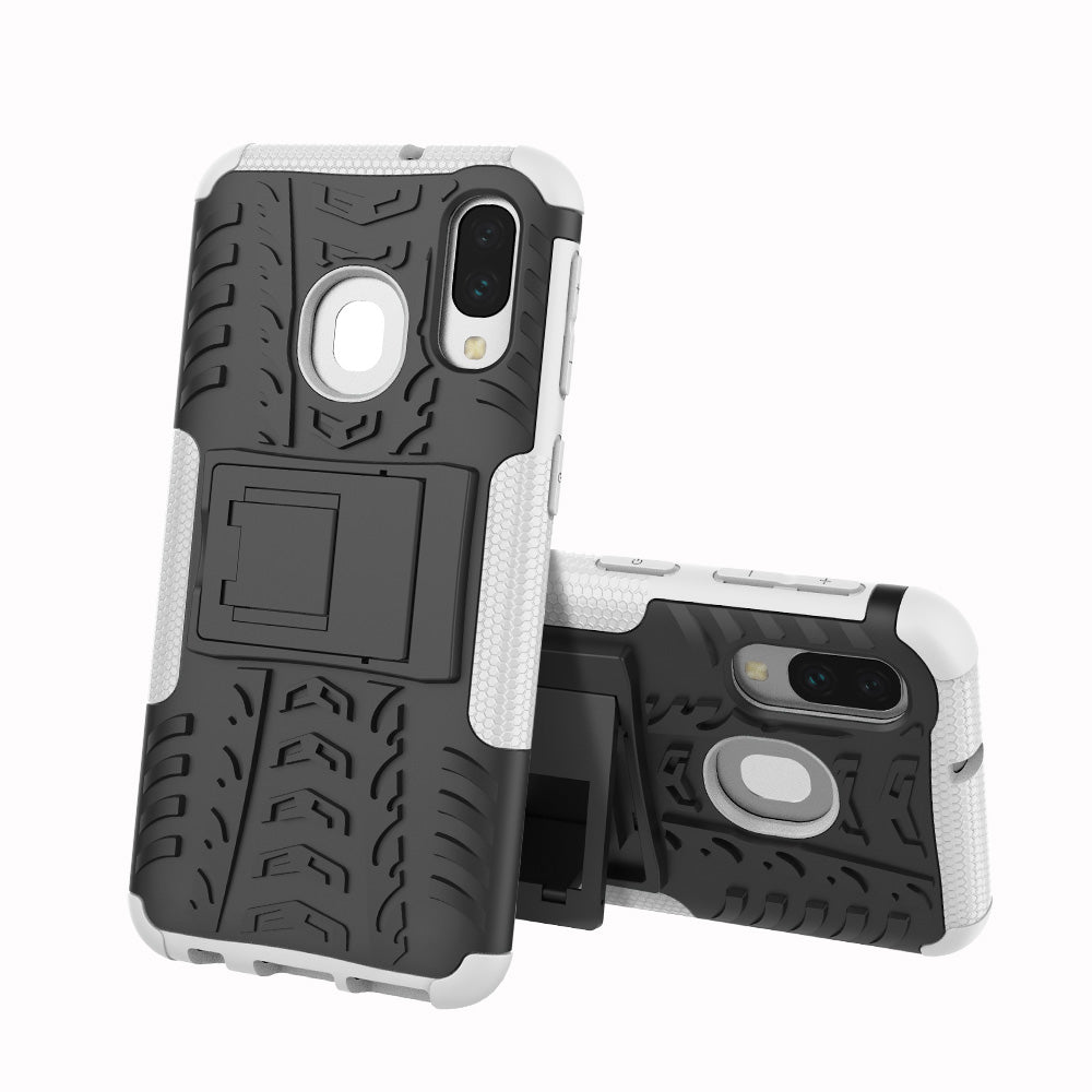 For Samsung Galaxy A40 Cool Tyre PC + TPU Hybrid Case with Kickstand