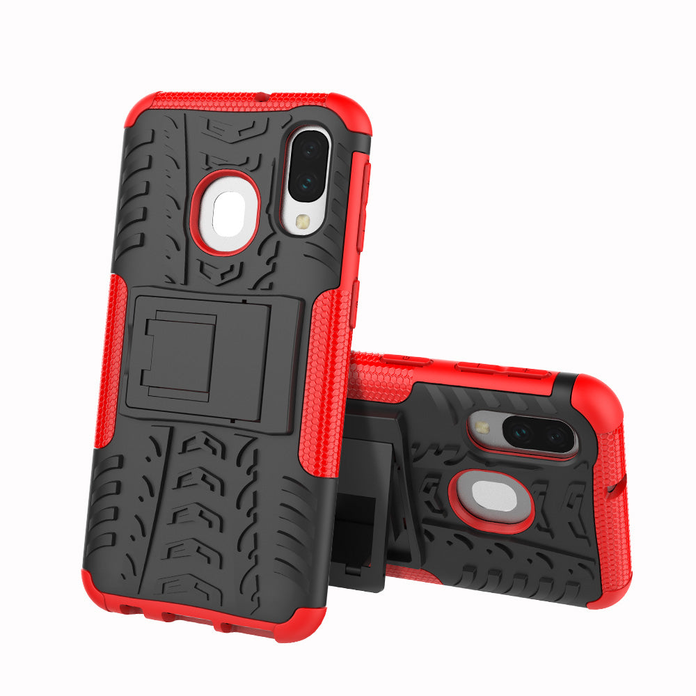 For Samsung Galaxy A40 Cool Tyre PC + TPU Hybrid Case with Kickstand
