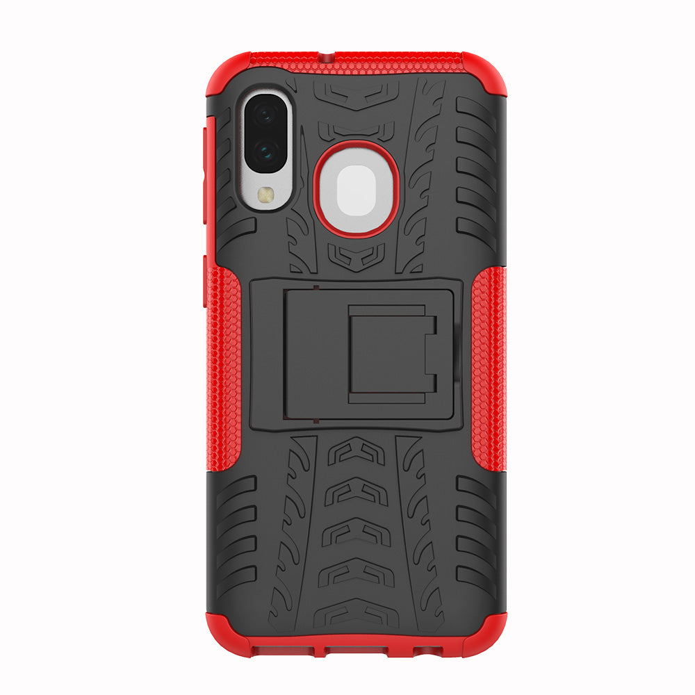 For Samsung Galaxy A40 Cool Tyre PC + TPU Hybrid Case with Kickstand
