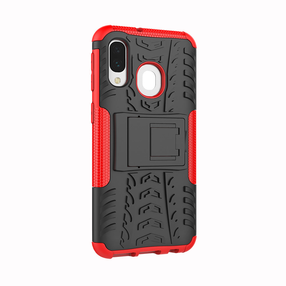 For Samsung Galaxy A40 Cool Tyre PC + TPU Hybrid Case with Kickstand