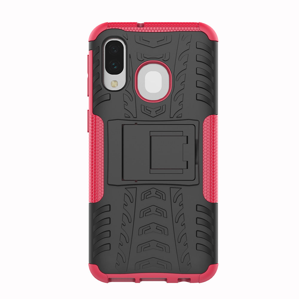 For Samsung Galaxy A40 Cool Tyre PC + TPU Hybrid Case with Kickstand